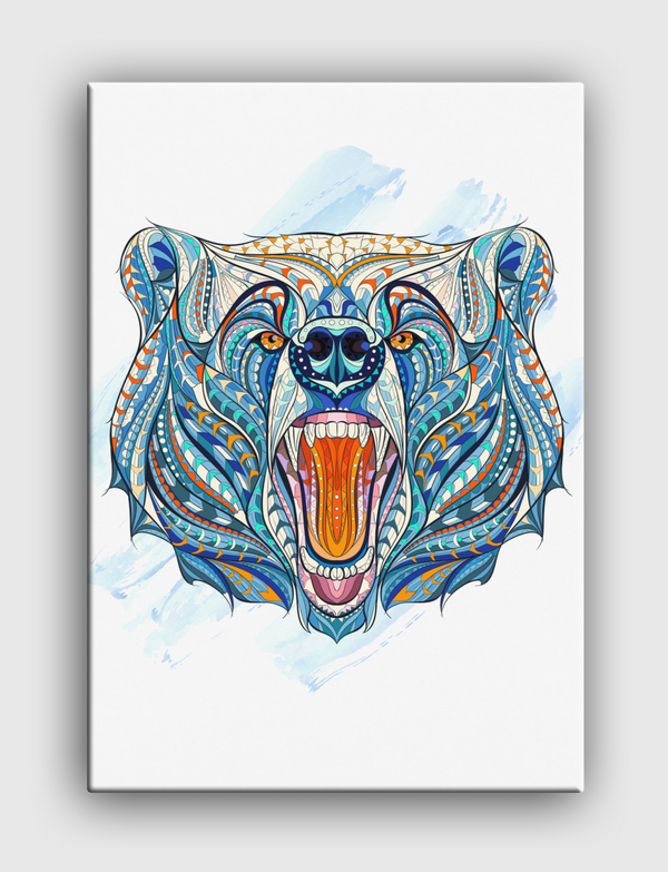 Ethnic Patterned Bear Canvas