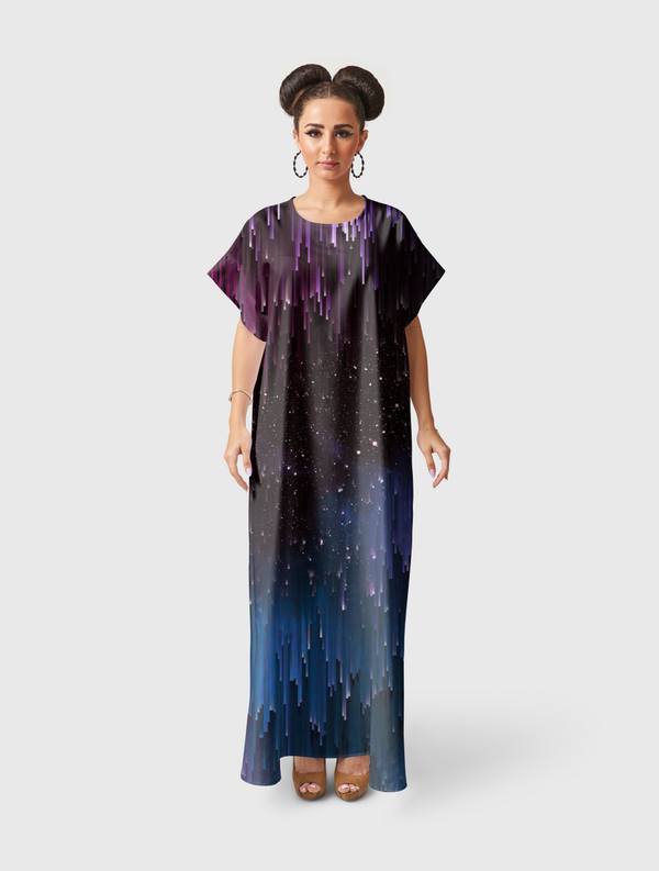 Ultraviolet Glitch Galaxy Short Sleeve Dress