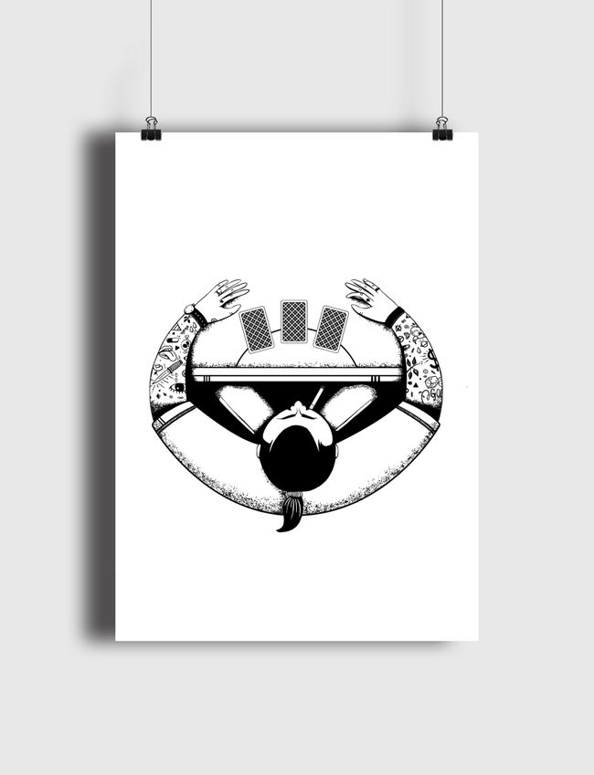 Man Playing Cards - Poster