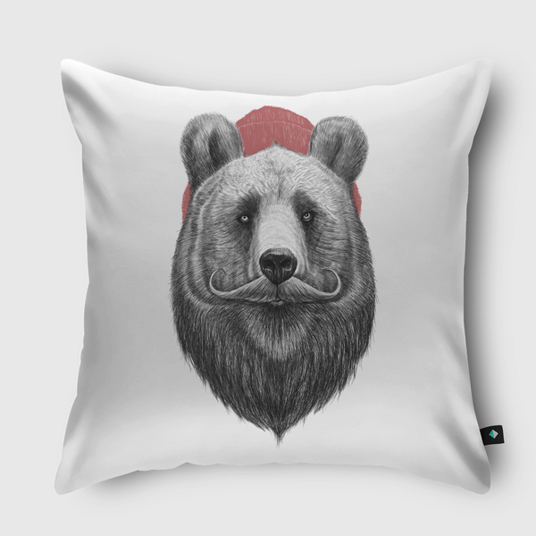 Bearded bear Throw Pillow