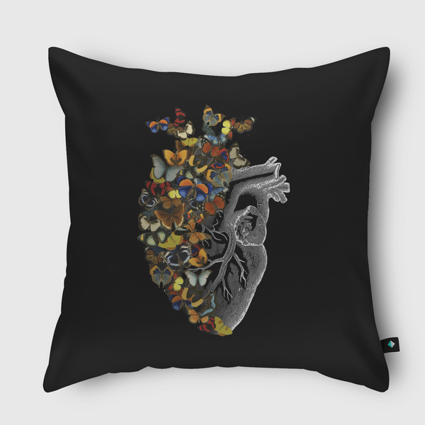 Butterfly Vintage Heart Throw Pillow