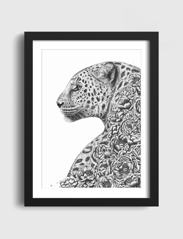 Leopard with flowers Artframe