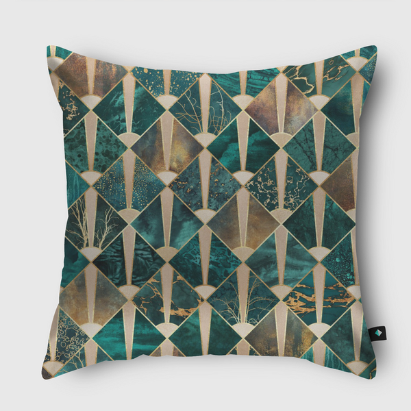 Art Deco Tiles - Ocean Throw Pillow