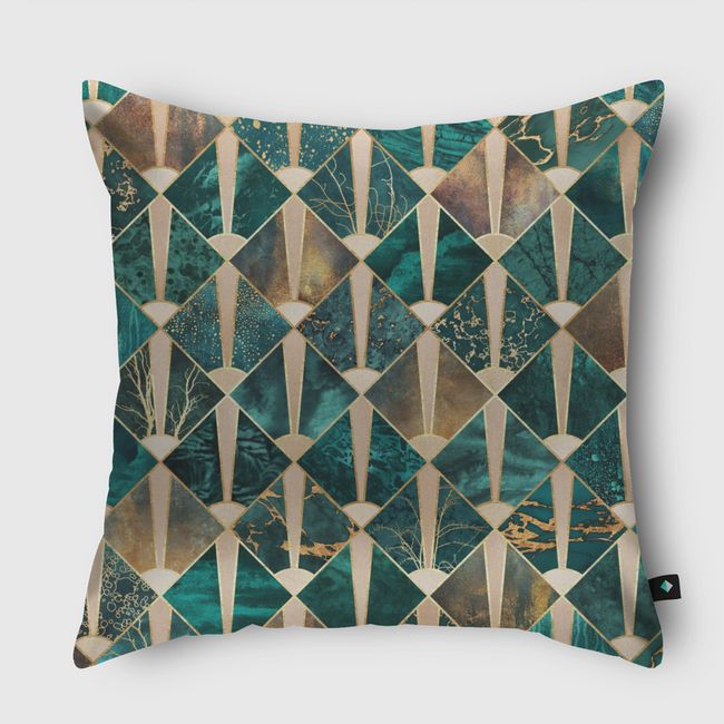 Art Deco Tiles - Ocean - Throw Pillow