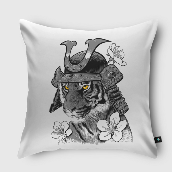 Samurai Tiger Throw Pillow