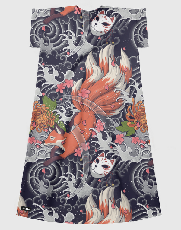Nine Tailed Fox Spirit Short Sleeve Dress