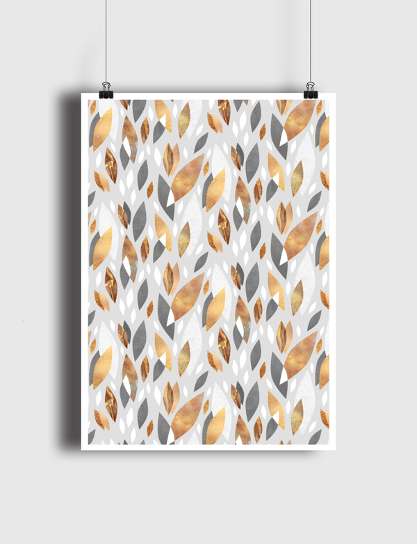 Falling Gold Leaves Poster