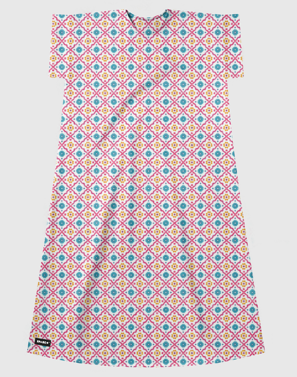 Cheerful Tiles Short Sleeve Dress