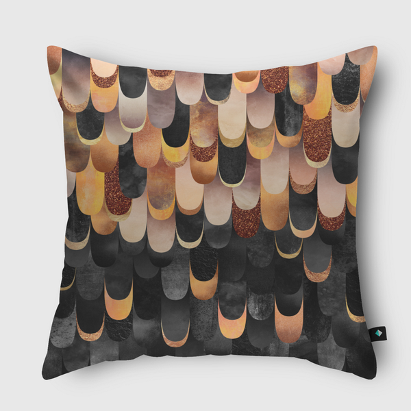 Feathered - Copper And Black Throw Pillow