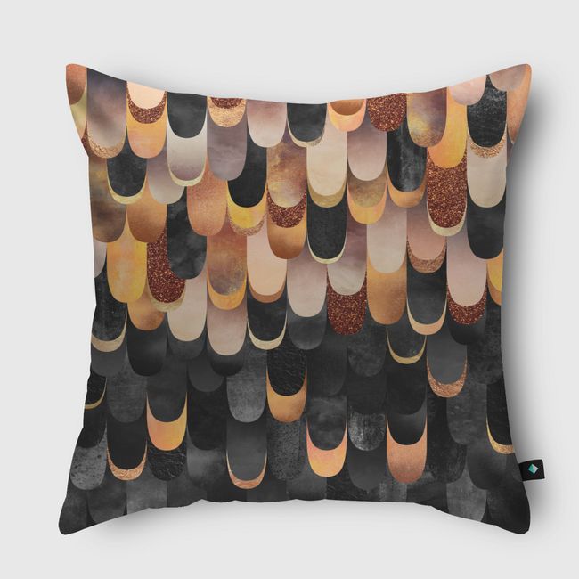 Feathered - Copper And Black - Throw Pillow