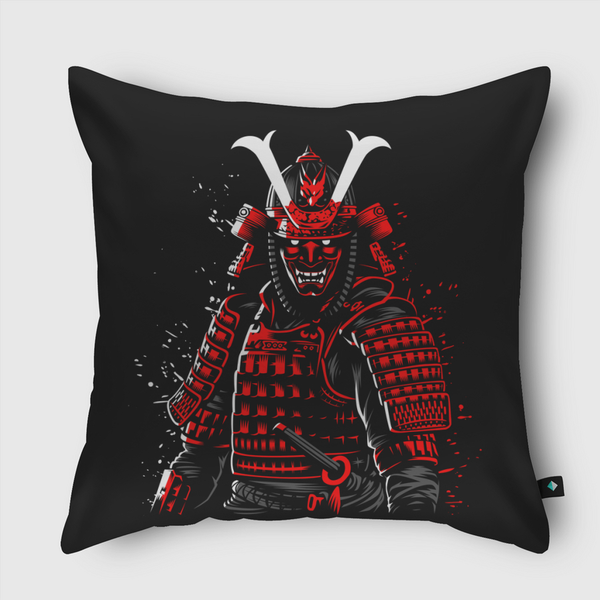 Samurai red Throw Pillow