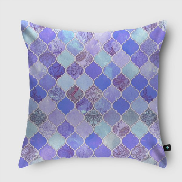 Purple Moroccan Tiles Throw Pillow