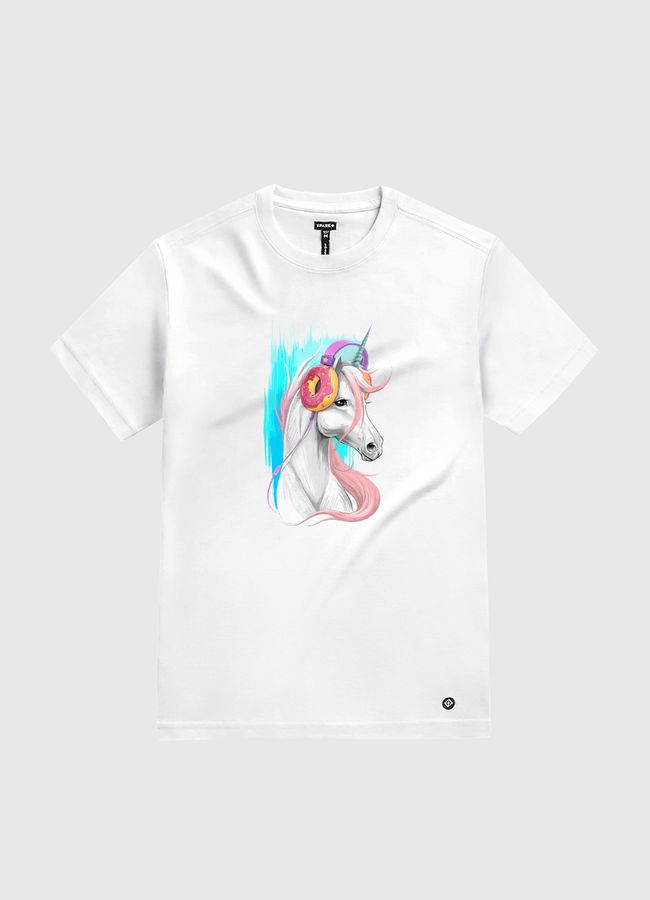 Unicorn in the headphones  - White Gold T-Shirt