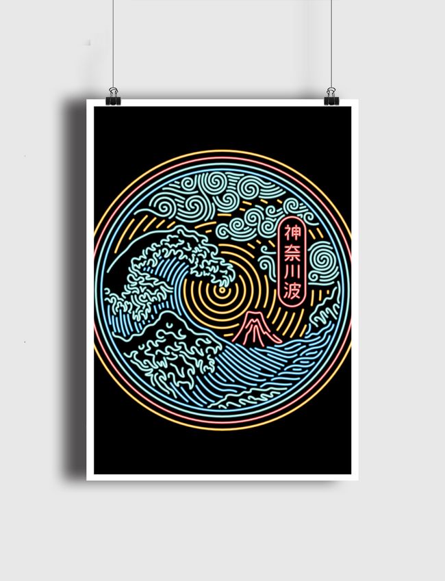 Neon Kanagawa Wave - Poster