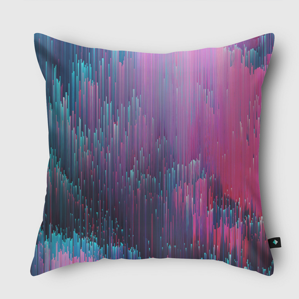 Pink and blue glitches Throw Pillow