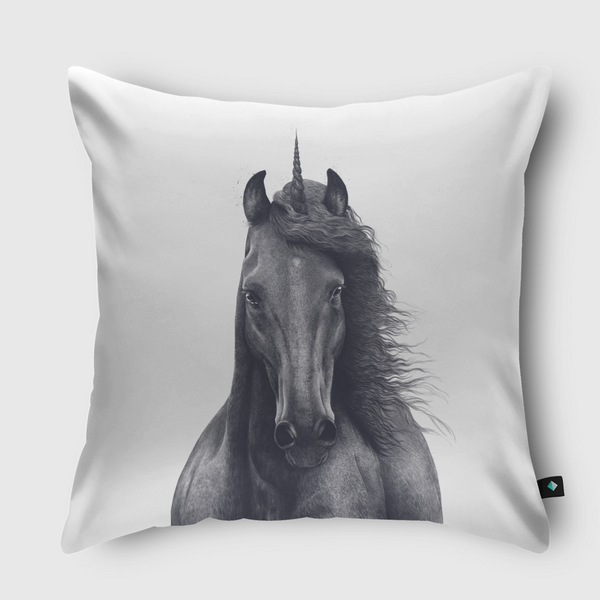 Black unicorn Throw Pillow