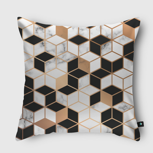 Marble and cube pattern Throw Pillow