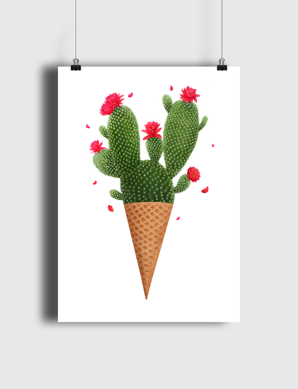 Ice cream with cactus Poster
