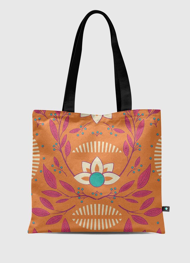 Orange Floral 003 - Tote Bag