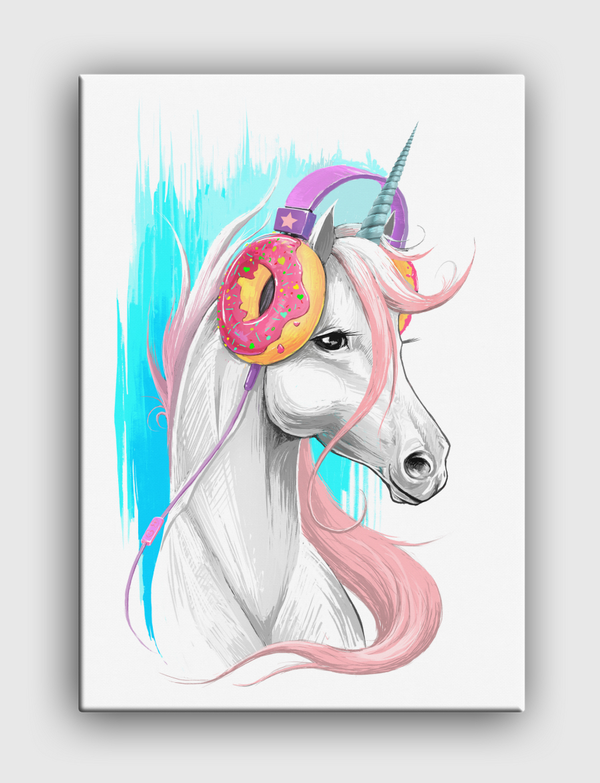 Unicorn in the headphones  Canvas