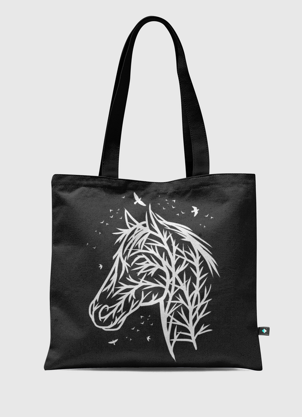 Horse Tree Face Tote Bag