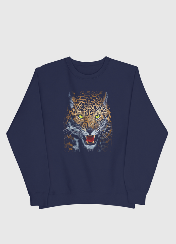 Aggressive Leopard Face Men Sweatshirt