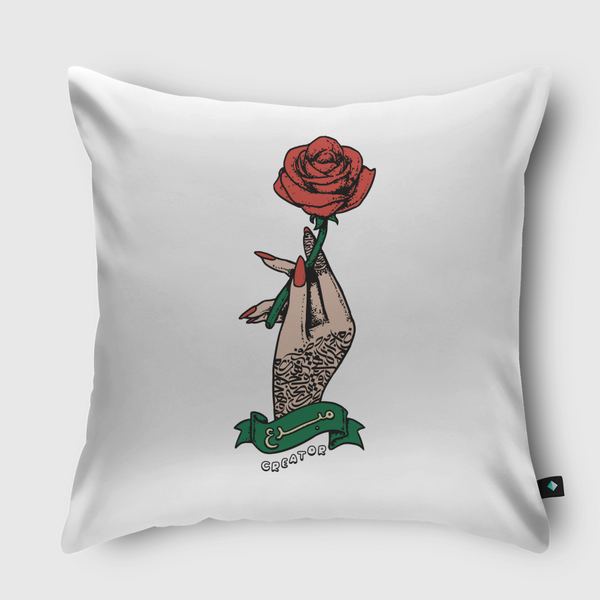 Calligraphy & Roses Throw Pillow