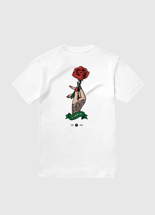 Calligraphy & Roses - White Gold T-Shirt