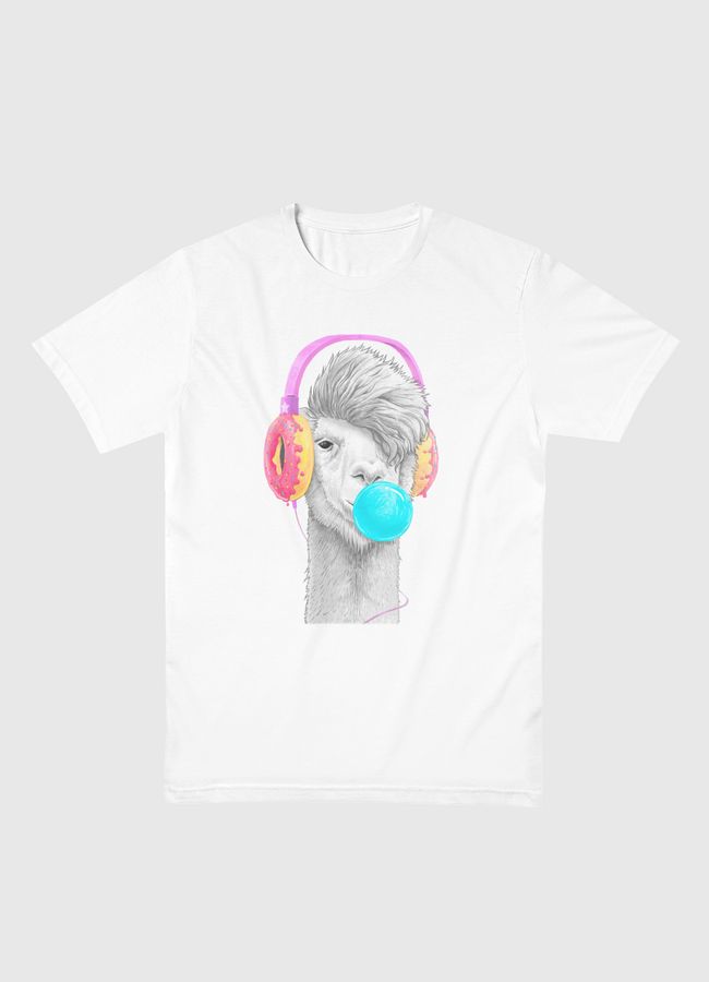 Lama in headphones - Men Basic T-Shirt