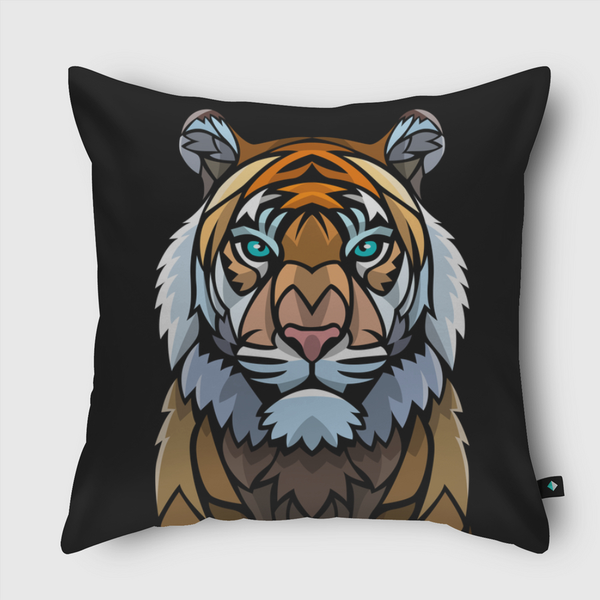 Tribal frontal tiger Throw Pillow