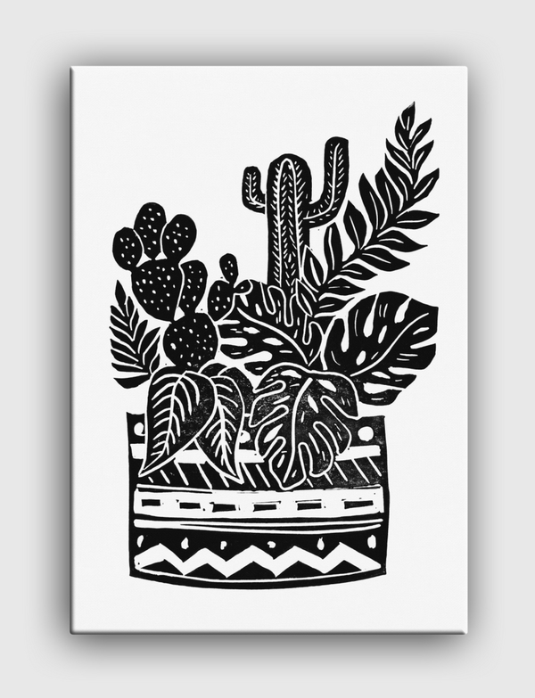 Botanical Pot Blockprint Canvas