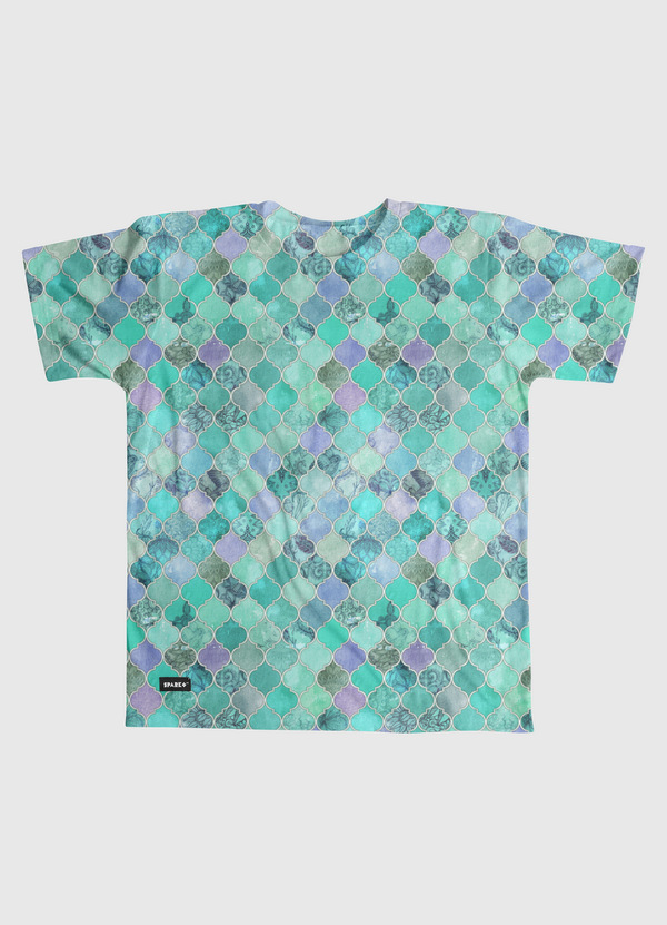 Mint Green Moroccan Tiles Men Graphic T-Shirt
