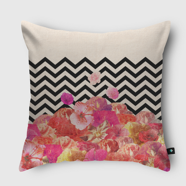 Chevron Flora II Throw Pillow