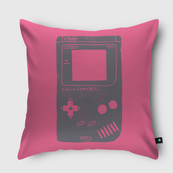 Game Boy Blockprint Pink Throw Pillow