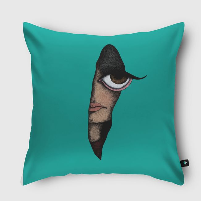 the girl with the blue backgound - Throw Pillow