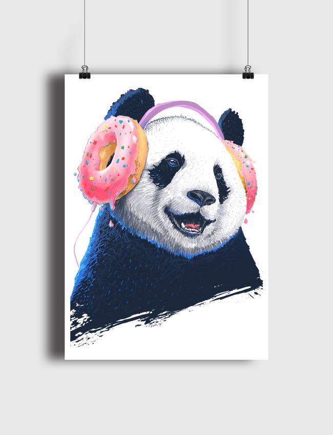 Panda in headphones - Poster
