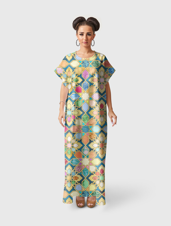 Jewel Colored Tiles Short Sleeve Dress