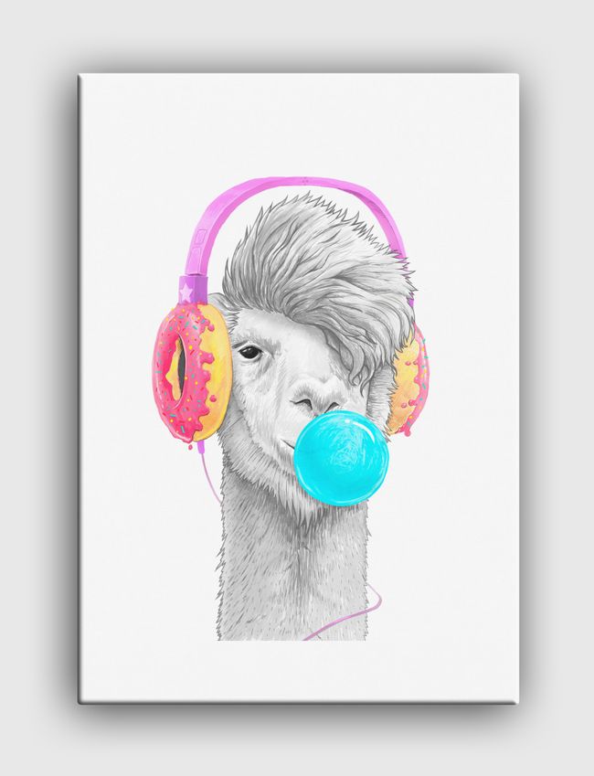 Lama in headphones - Canvas