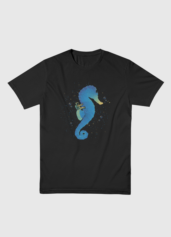 Riding a Sea Horse Astro Men Basic T-Shirt
