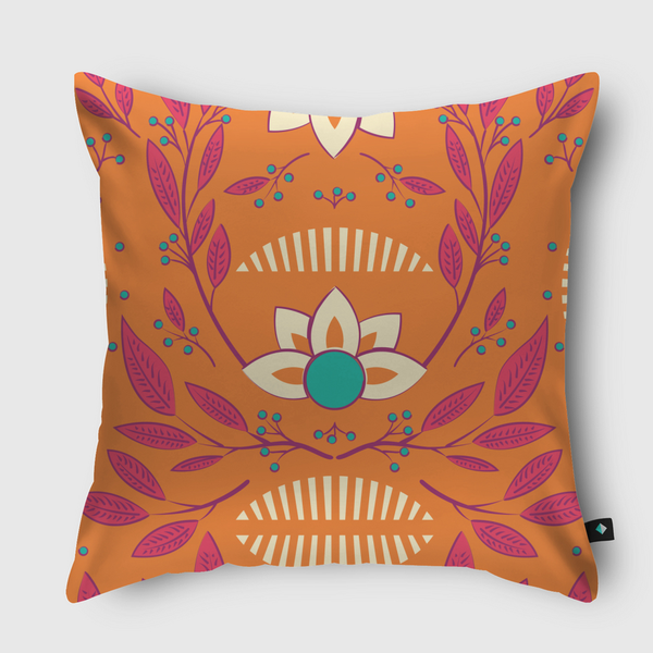 Orange Floral 003 Throw Pillow