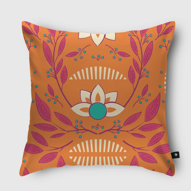 Orange Floral 003 - Throw Pillow