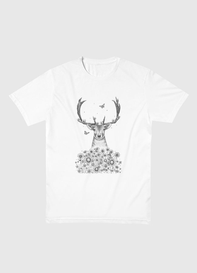 Deer in flowers - Men Basic T-Shirt