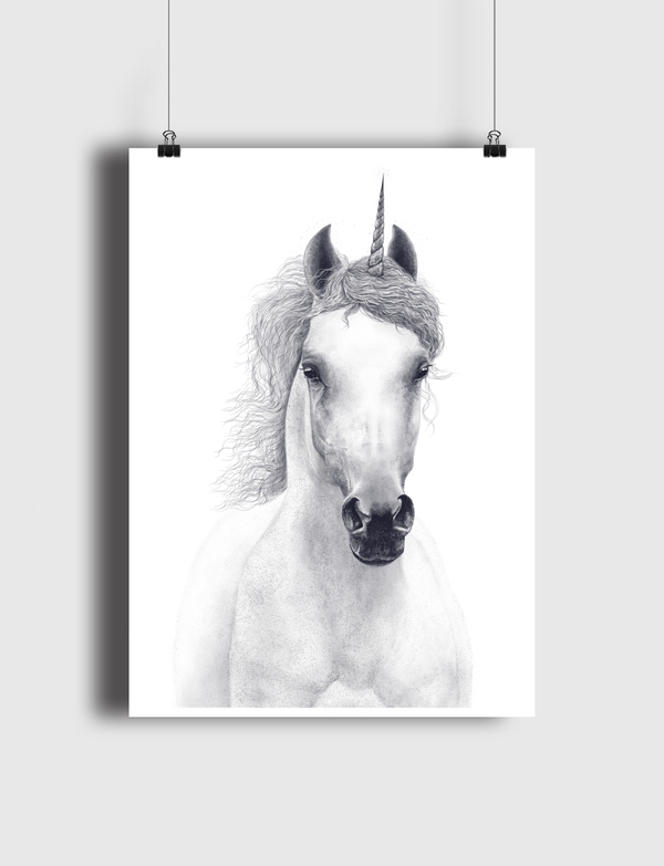 White unicorn Poster