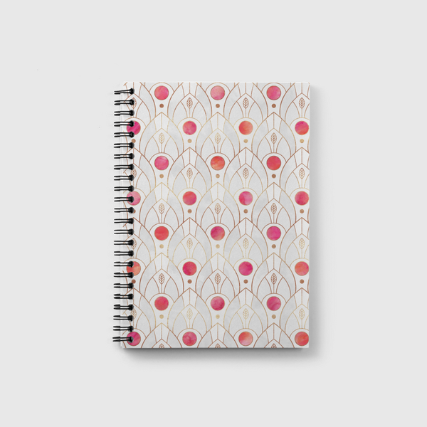 Art Deco Leaves Pink Notebook