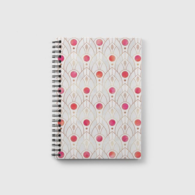 Art Deco Leaves Pink - Notebook