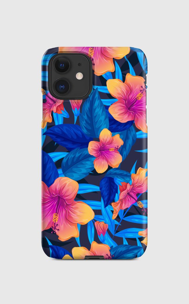 blue topical floral design - Regular Case