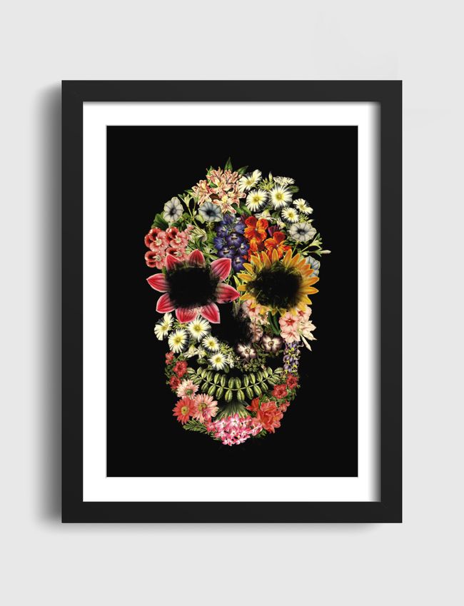 Floral Skull Vintage Black - Artframe