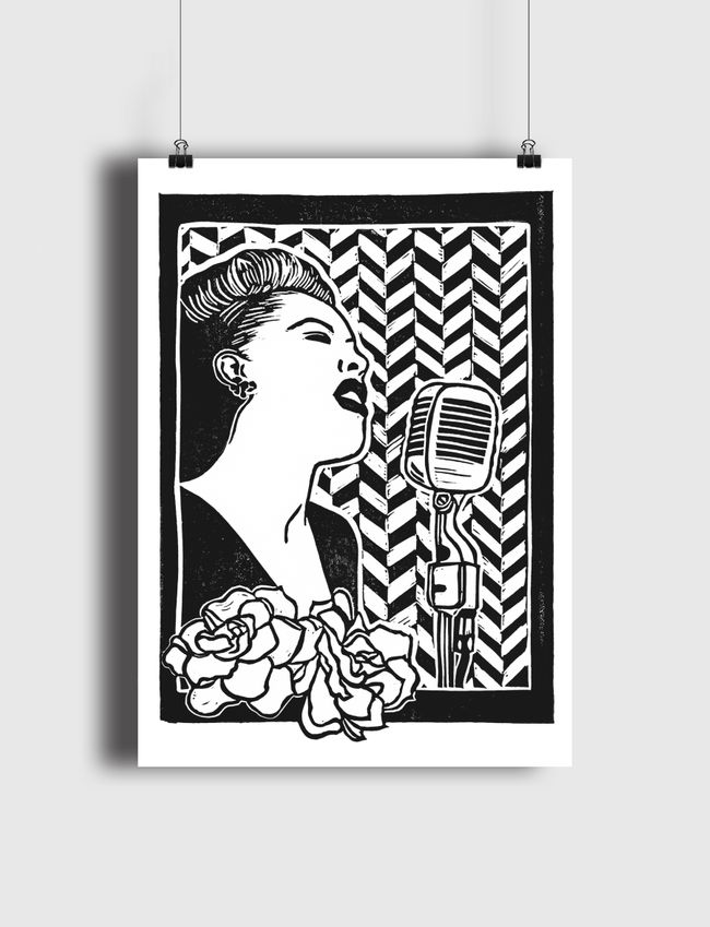 Billie Holiday Blockprint - Poster
