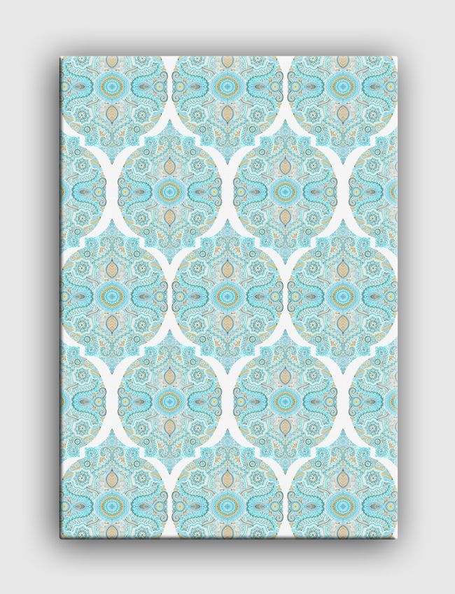 Aqua & Tan Doodle Pattern - Canvas