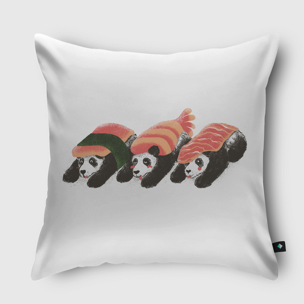 Panda Sushi Throw Pillow